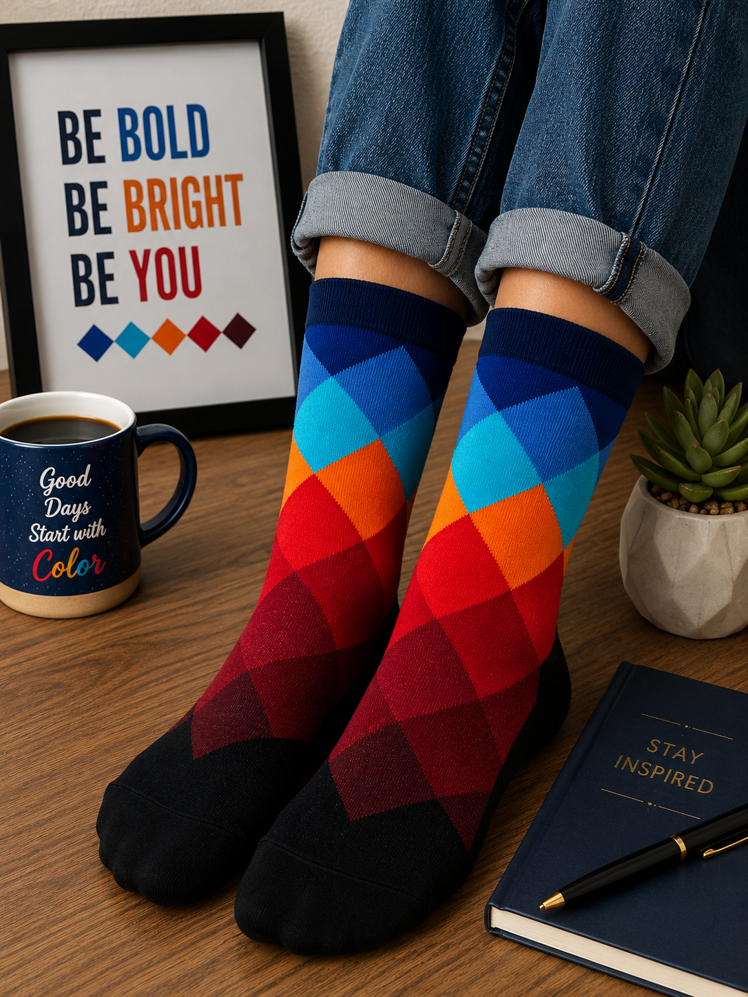 Vibrant Geometric Statement Socks