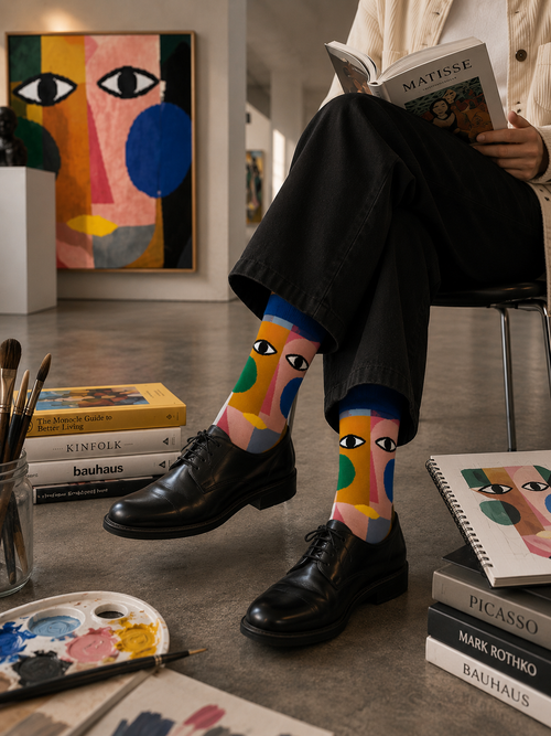 Abstract Face Crew Socks – Modern Art Socks