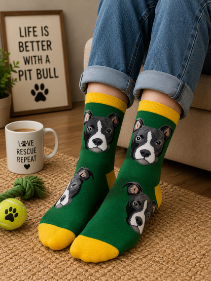 Pit Bull Portrait Socks