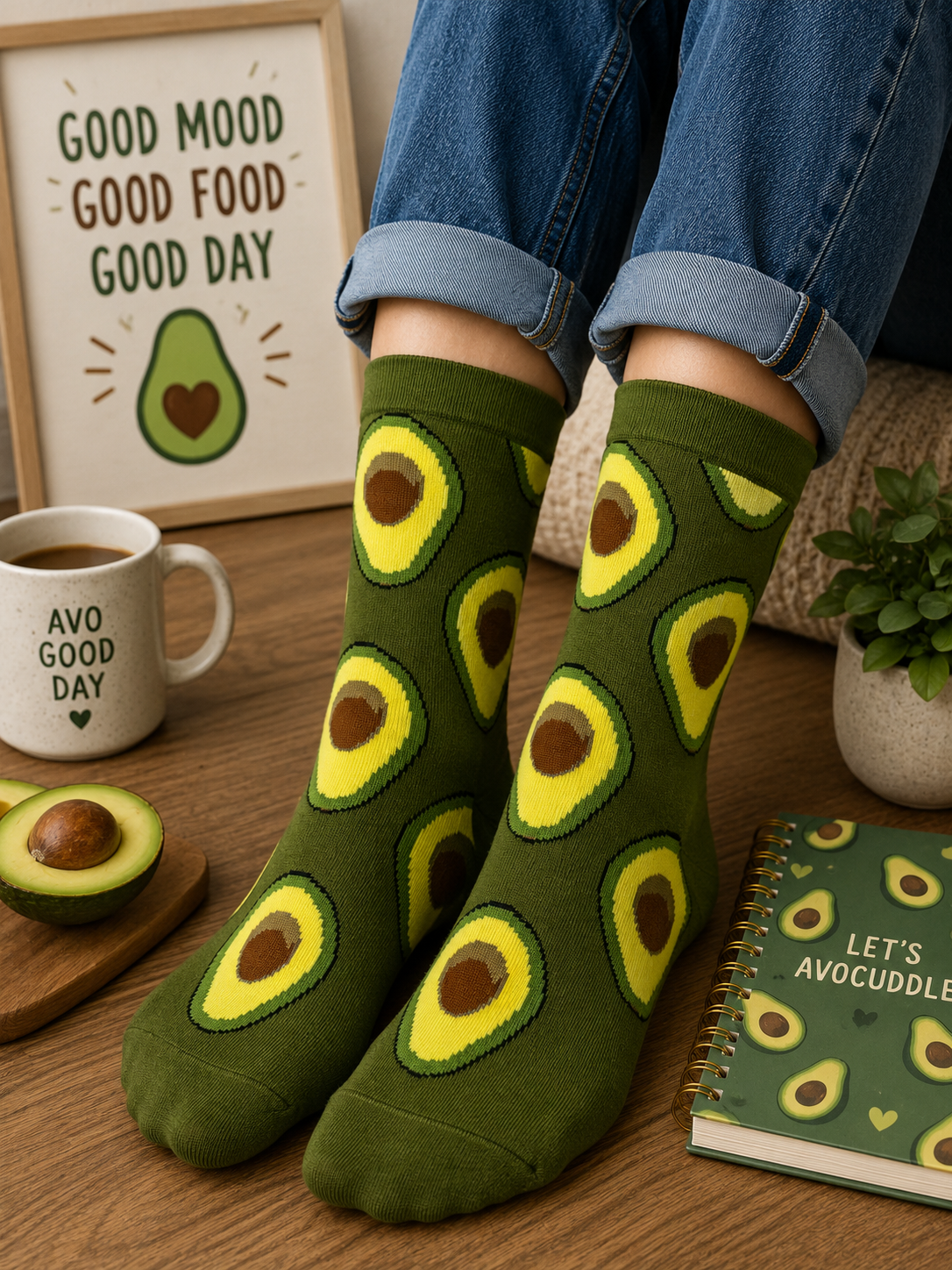 Avocado Pattern Socks