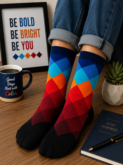 Vibrant Geometric Statement Socks