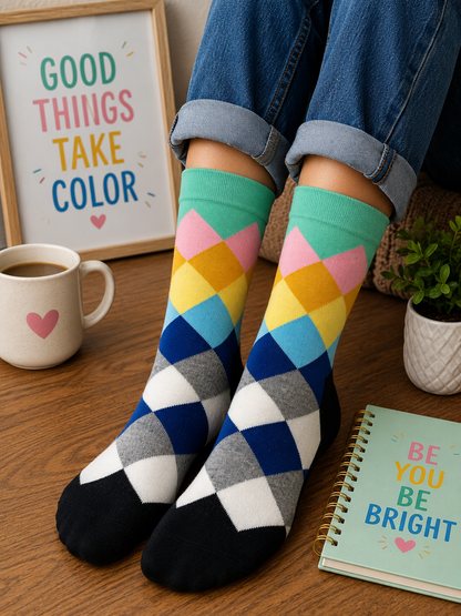 Pastel Harlequin Diamond Socks