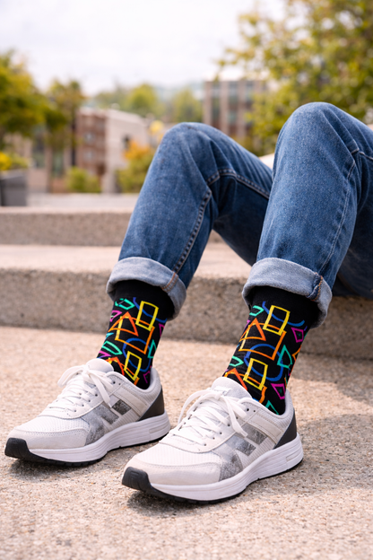 Neon Geometric Pattern Socks