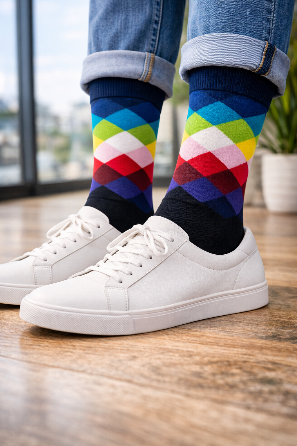 Classic Diamond Pattern Socks