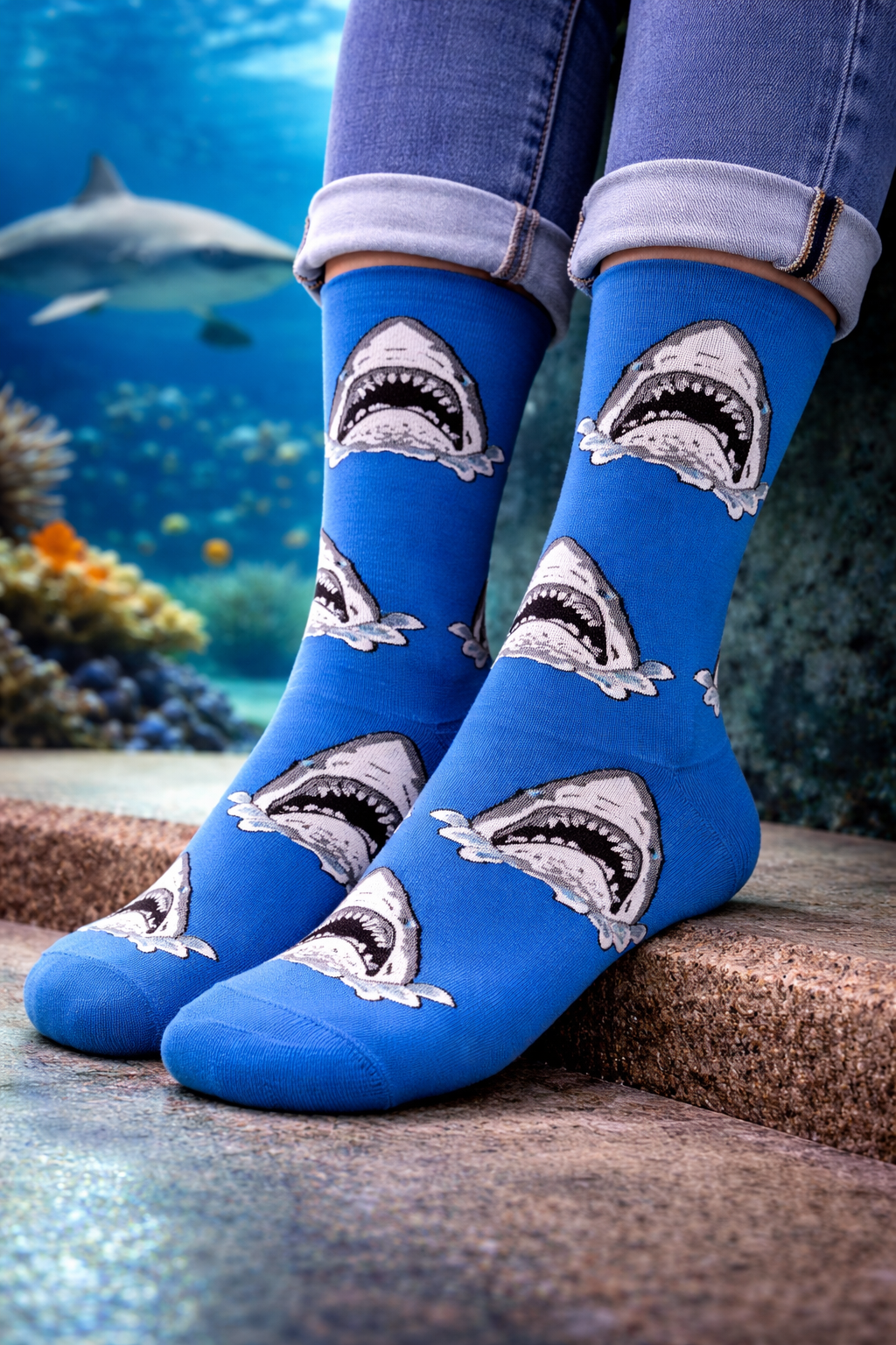 Ocean Bite Shark Socks