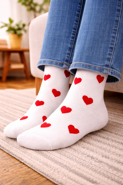 Love Pattern Socks White