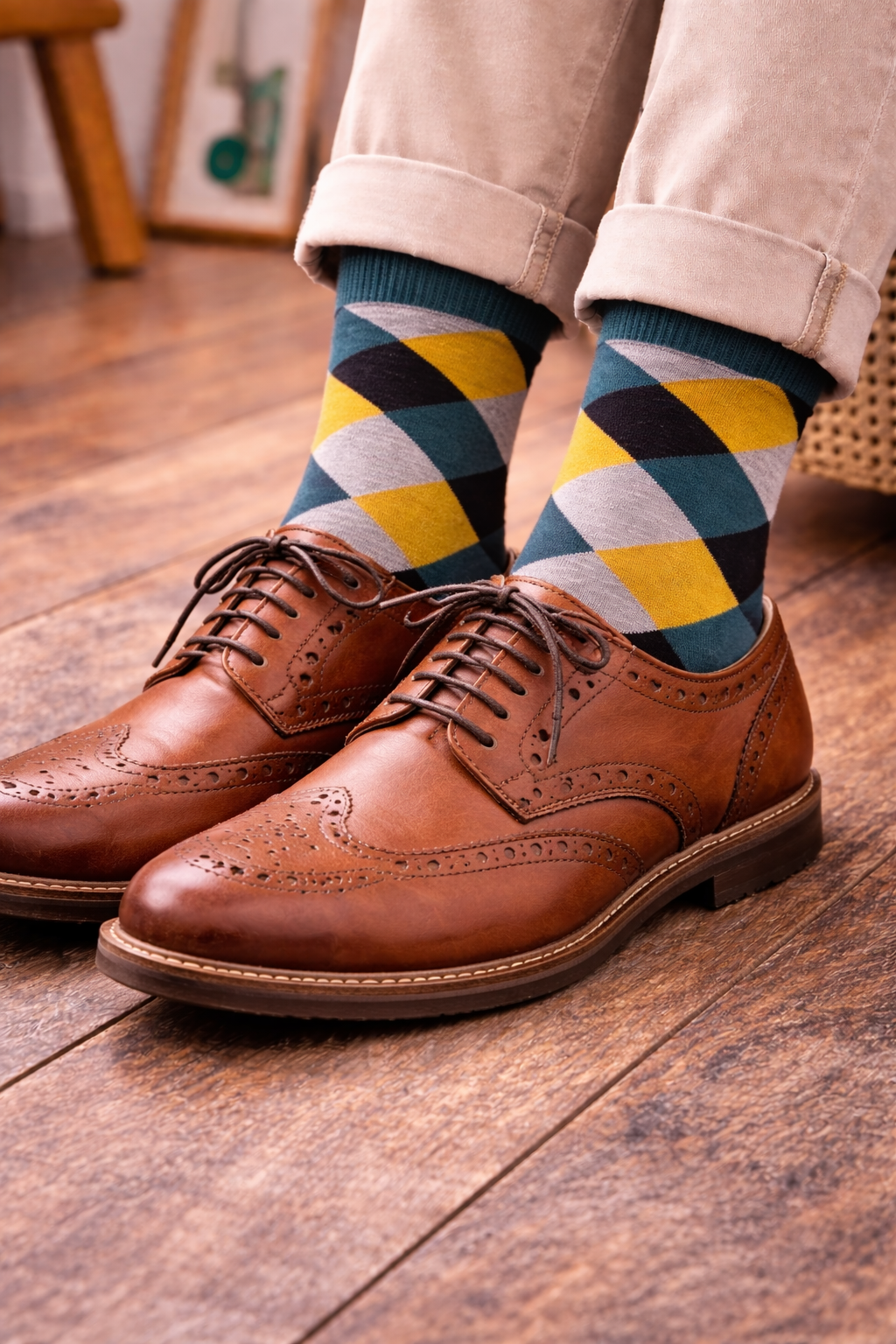 Modern Argyle Colorblock Socks