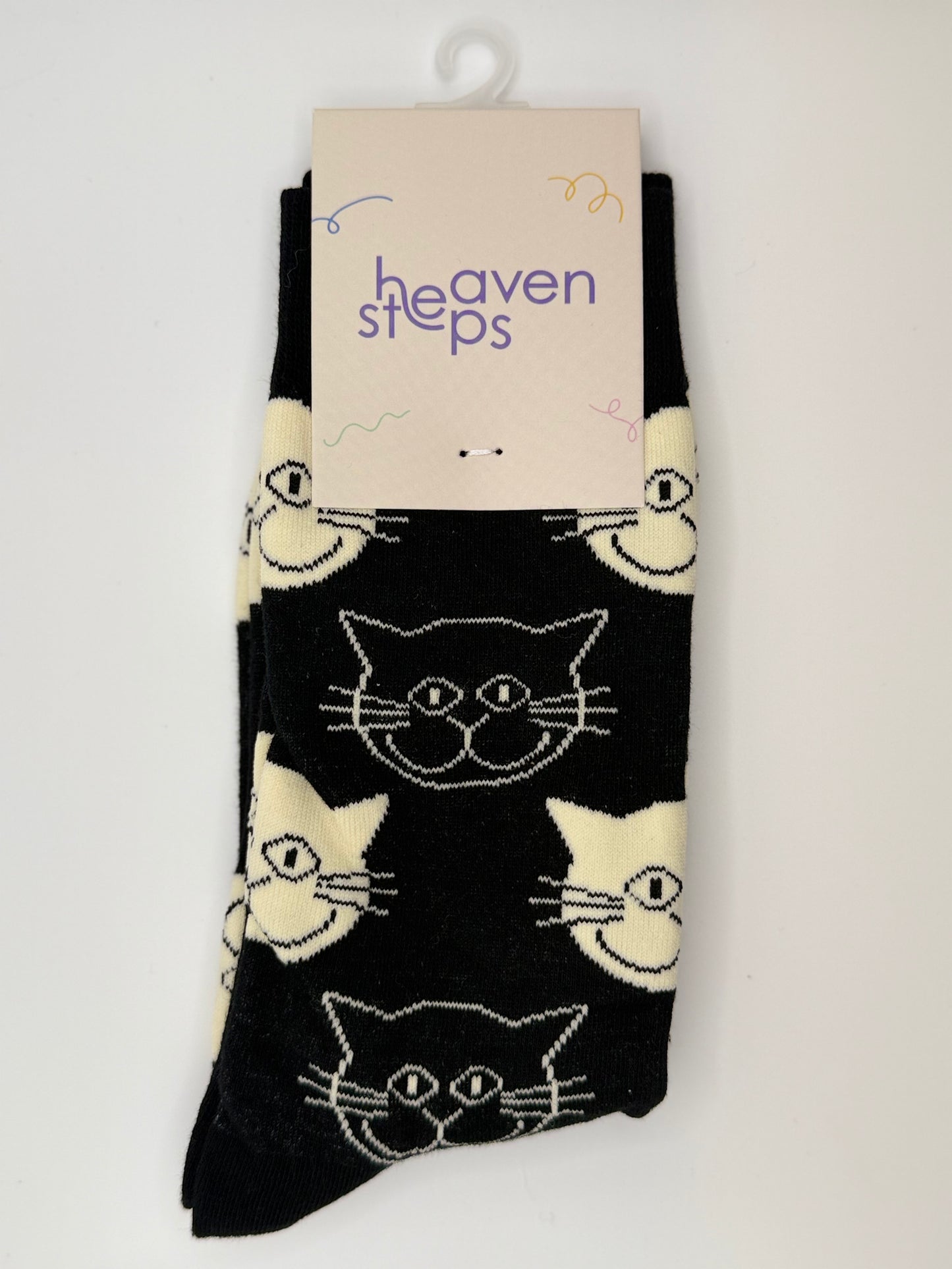 Curious Cat Socks Black