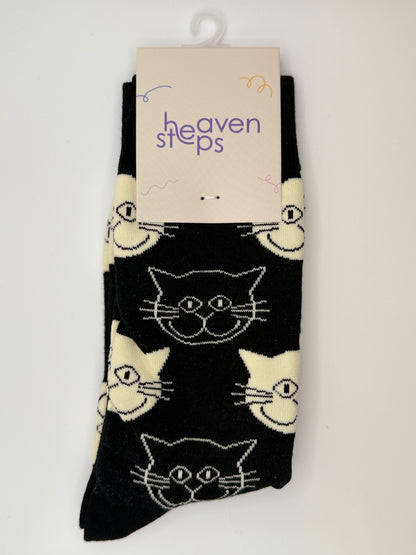 Curious Cat Socks Black