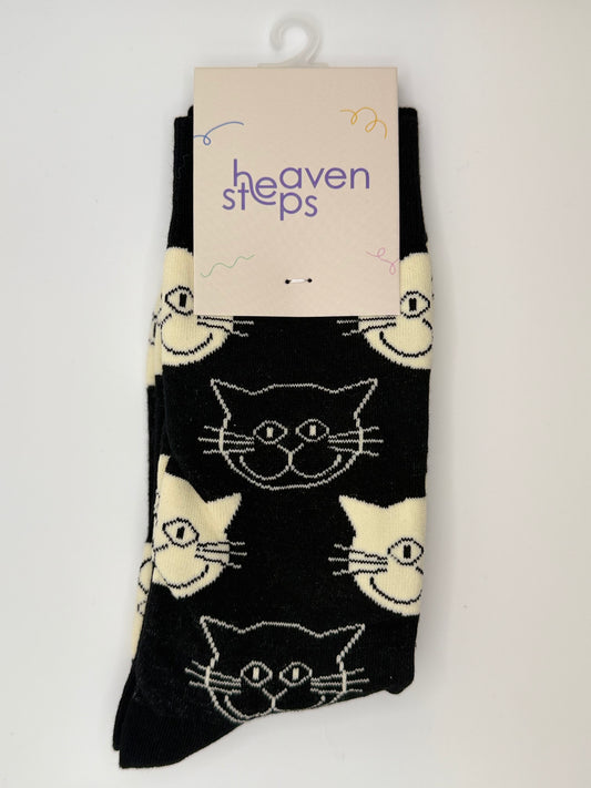Curious Cat Socks Black