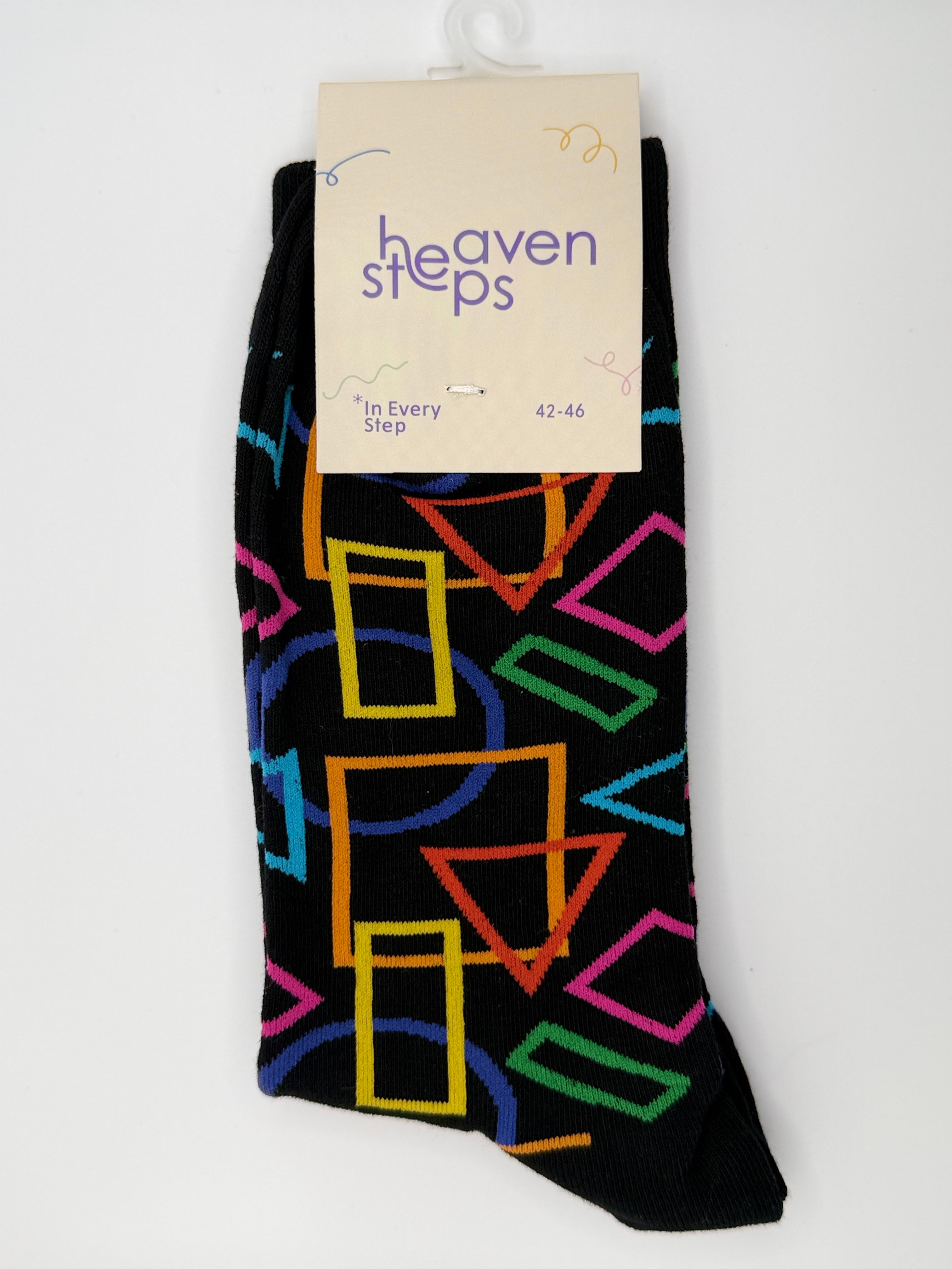 Neon Geometric Pattern Crew Socks