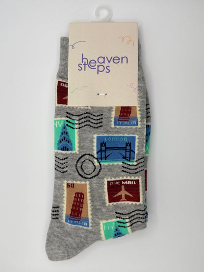 World Traveler Postcard Socks