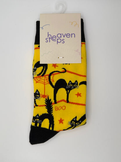 Black Cat Halloween Socks